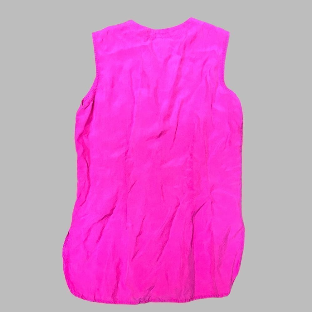 Silk Pink Button Down Tank Top With Shell Buttons - image 6